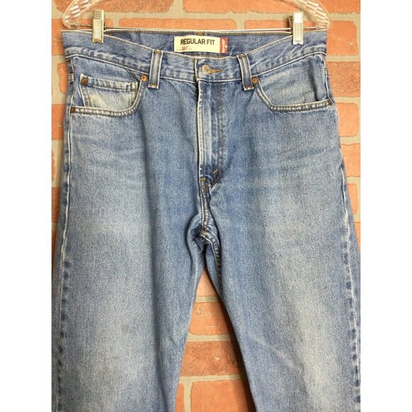 Levis 505 Mens Regular Fit Jeans W33 L30 100% Cotton Denim Blue Classic - Picture 3 of 8